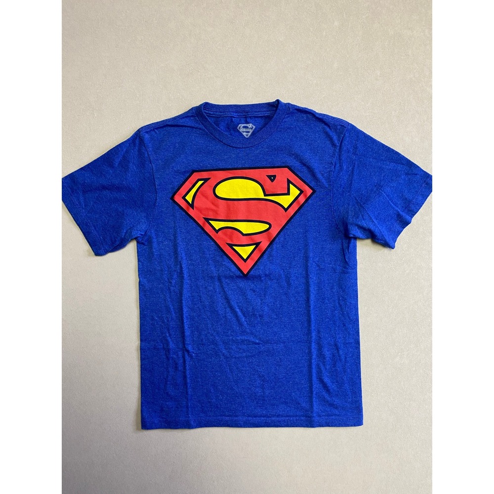 DC Comics Superman Graphic T-Shirt Heather Blue Small Shield Logo Tee